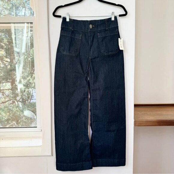 NWT Anthropologie Maeve Colette Wide-Leg Jeans Dark Wash Denim Blue 26 - Picture 4 of 11